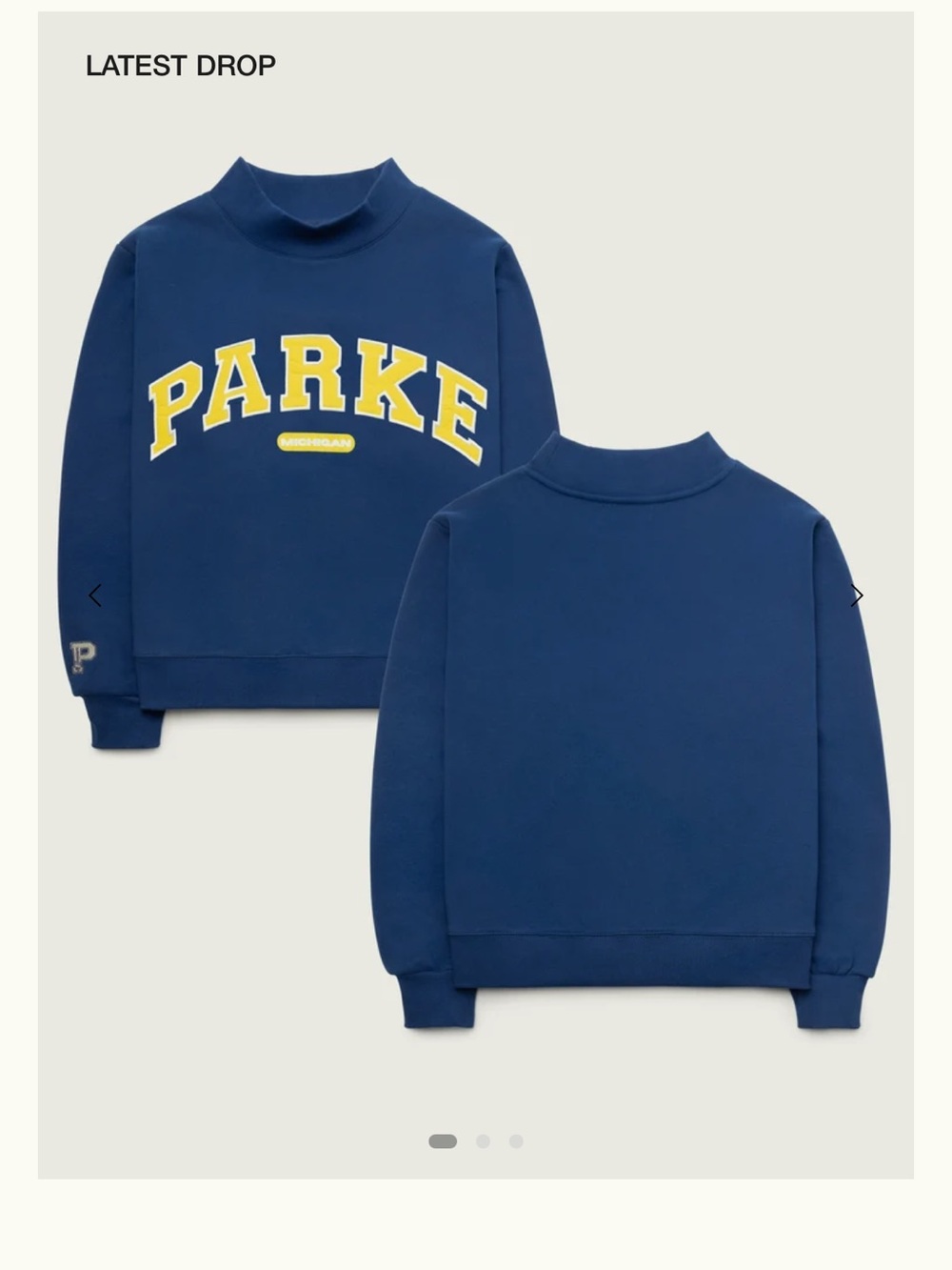 Parke Navy Crewneck Sweatshirt with Yellow Lettering